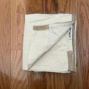 Pier 1 Imports One Curtain Panel Jute Trim Cream Boho 76.5 "x54" Cotton Linen